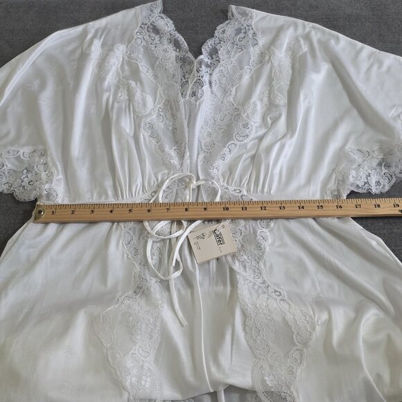 Vtg Gafer Full Slip Nightgown Robe Set IT 4  L White Nylon Calais Lace Italy NOS - Picture 8 of 16